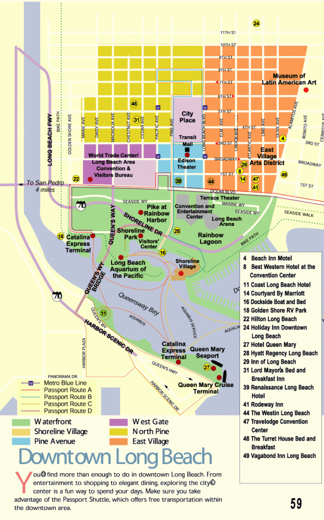 Downtown Long Beach Map | California | Long Beach Map, Map - Map Of Long Beach California And Surrounding Areas