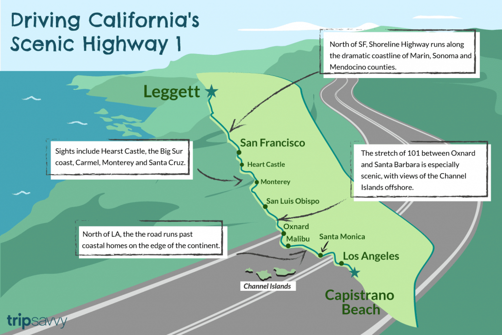 Northern California Highway 1 Road Trip Guide Map Of Hwy 1 California   Driving Californias Scenic Highway One Map Of Hwy 1 California Coast 