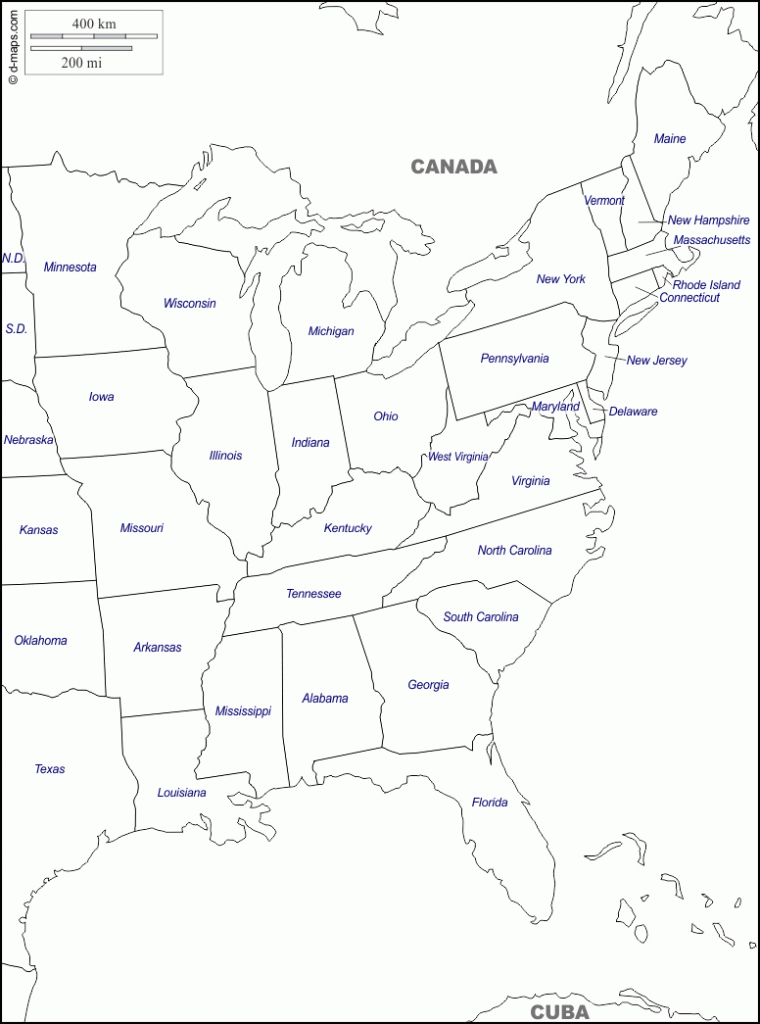 East Coast Of The United States Free Map, Free Blank Map, Free - Printable Map Of East Coast