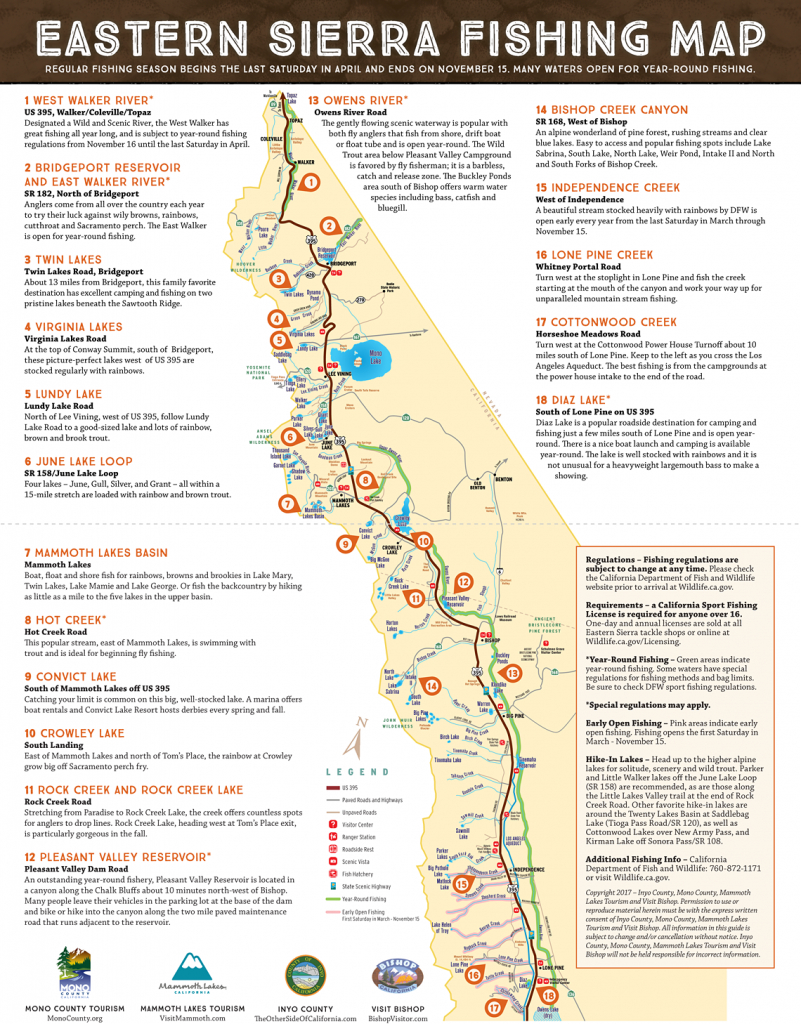 Eastern Sierra Fishing Map - Scenic 395 - Map Eastern Sierras California