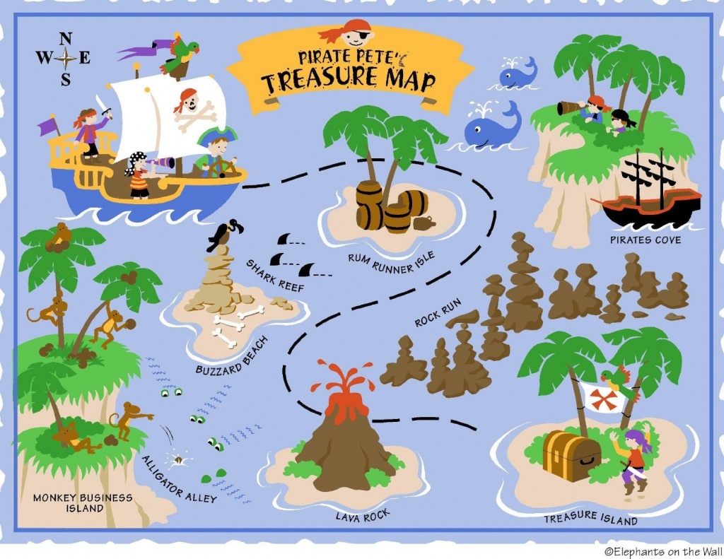 Elephants On The Wall D I Y Paint A Mural, Pirate - Clip Art Library - Free Printable Treasure Map