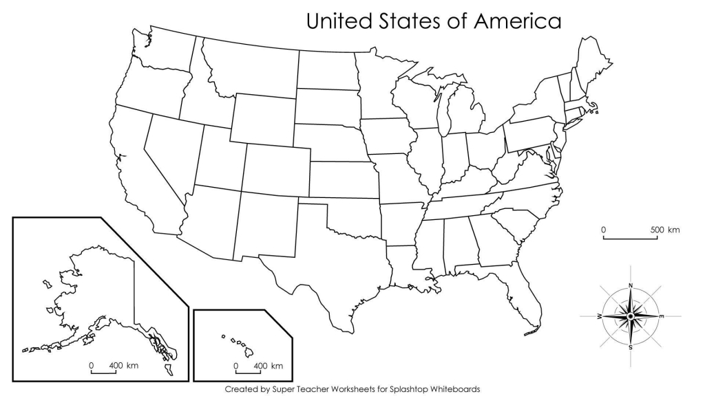 Empty United States Map - 50 States Map Blank Printable