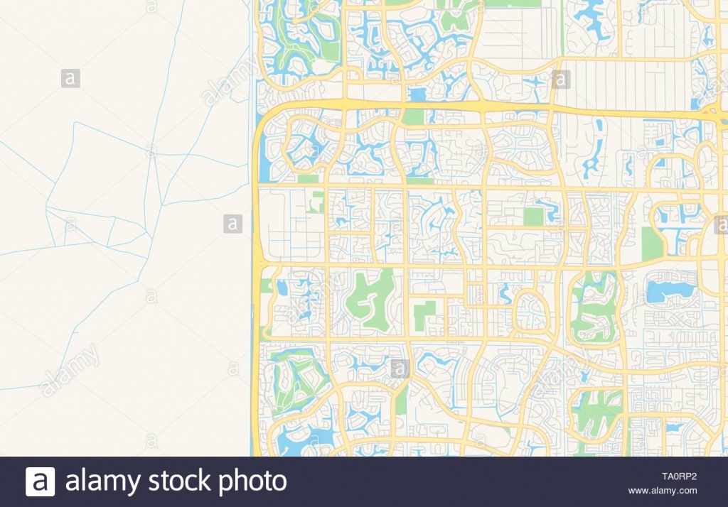 Empty Vector Map Of Coral Springs, Florida, Usa, Printable Road Map - Coral Springs Florida Map