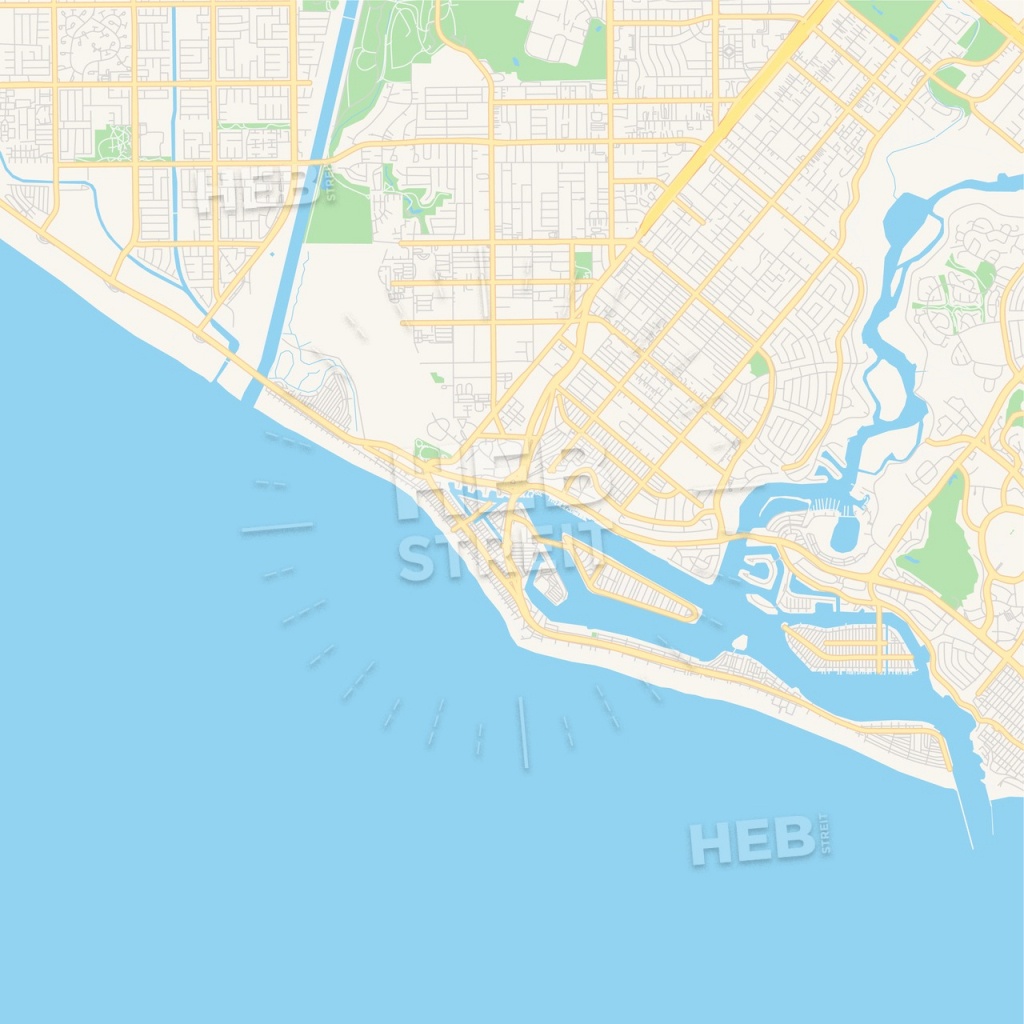Empty Vector Map Of Newport Beach, California, Usa | Hebstreits Sketches - Newport California Map