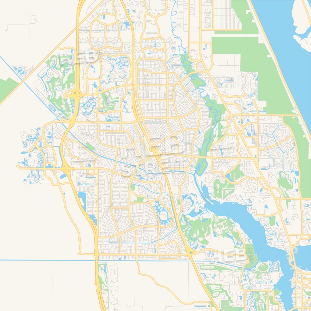 Empty Vector Map Of Port St. Lucie, Florida, Usa | Hebstreits Sketches - Map Of Florida With Port St Lucie