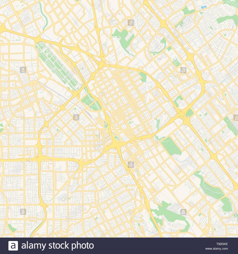 Empty Vector Map Of San Jose, California, Usa, Printable Road Map - Printable Map Of San Jose