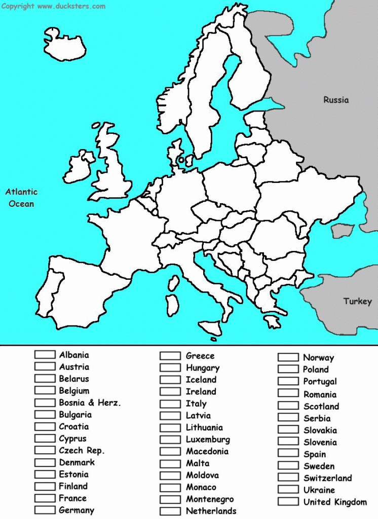 Europe Coloring Map Of Countries And Lists And Other Stuff - Blank Europe Map Quiz Printable