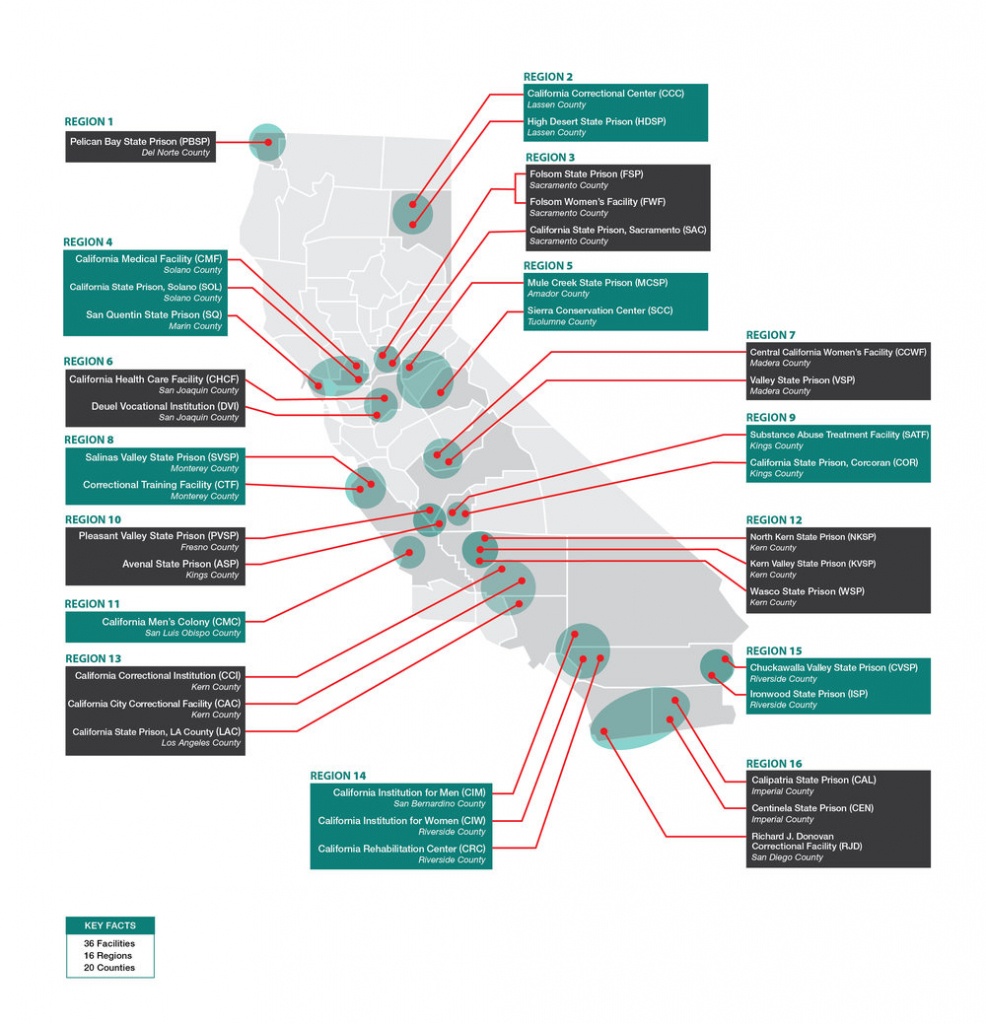 Facilities Map — California Arts In Corrections - California Prison Locations Map