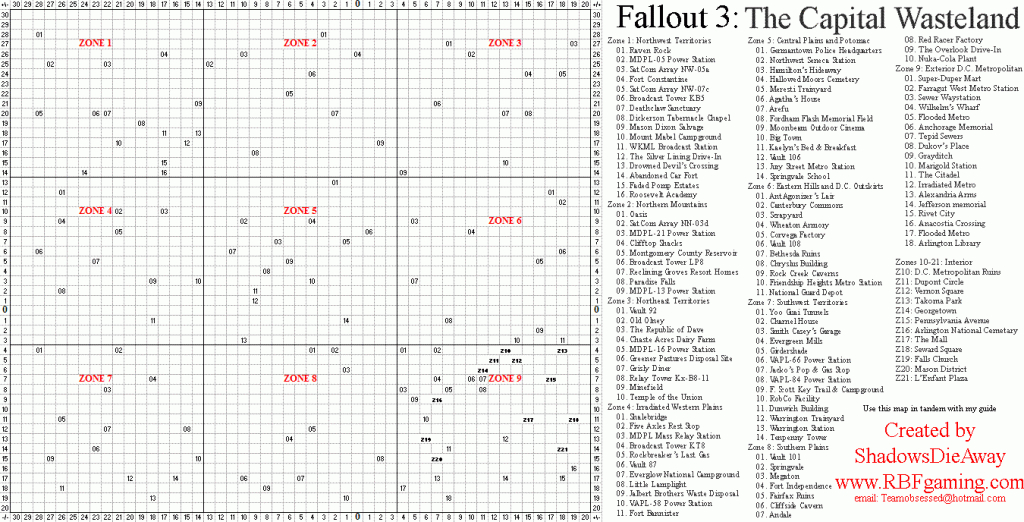 Fallout 3 Cheats, Codes, Cheat Codes, Walkthrough, Guide, Faq - Fallout 3 Printable Map