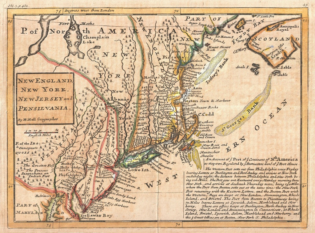 File:1729 Moll Map Of New York, New England, And Pennsylvania (First - New England Colonies Map Printable