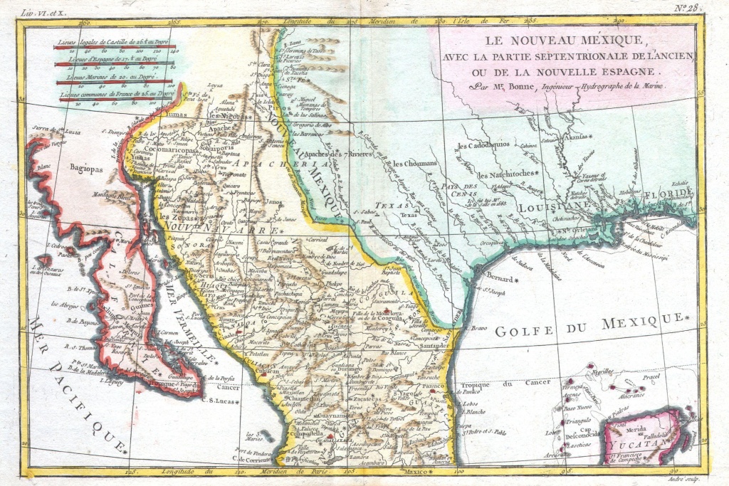 File:1780 Bonne Map Of Texas, Louisiana ^ New Mexico - Geographicus - Texas Louisiana Map