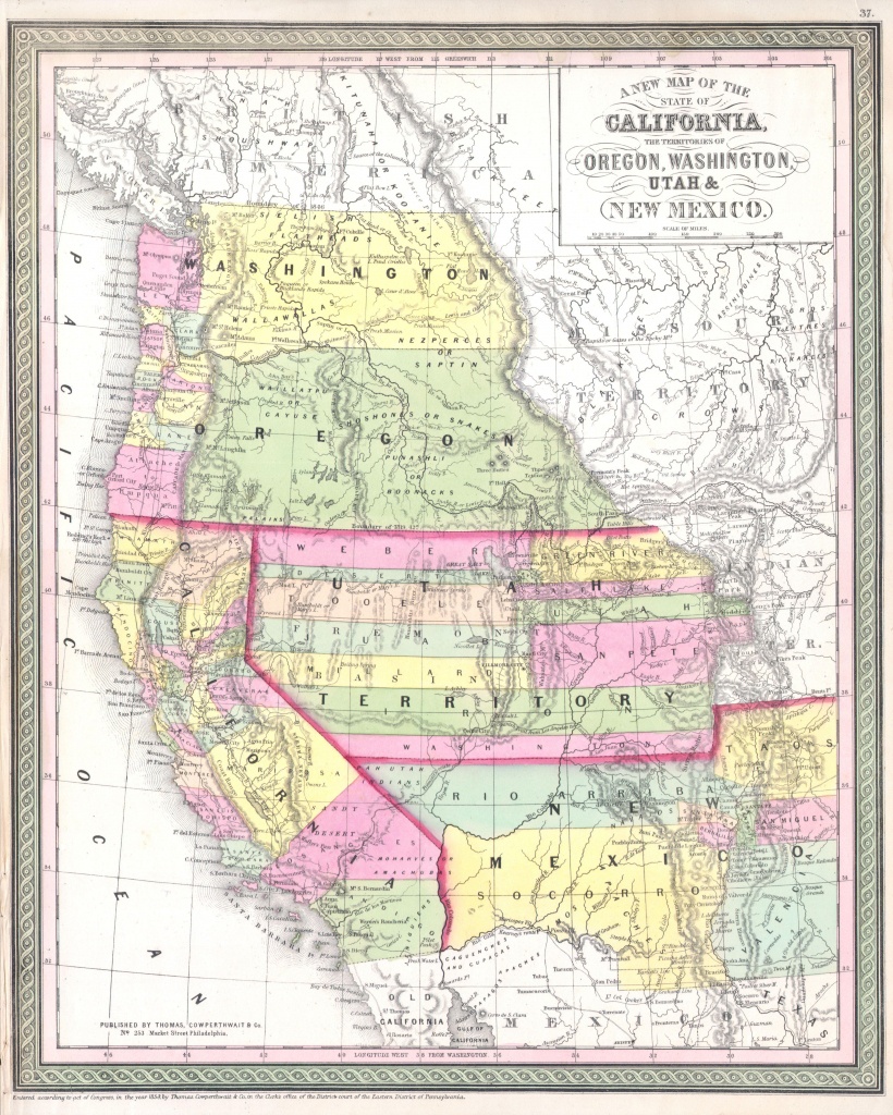 File:1853 Mitchell Map Of California, Oregon, Washington, Utah ^ New - Map Of Oregon And California