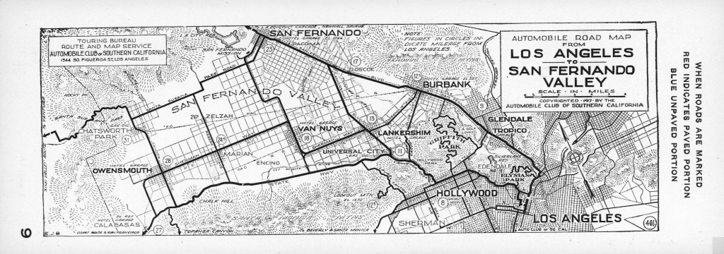 File:automobile Road Map From Los Angeles To San Fernando Valley - Aaa California Map