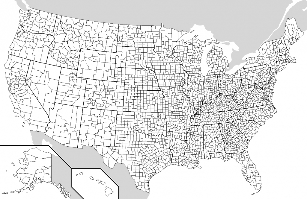 File:map Of Usa With County Outlines (Black &amp;amp; White) - Wikimedia - Printable County Maps