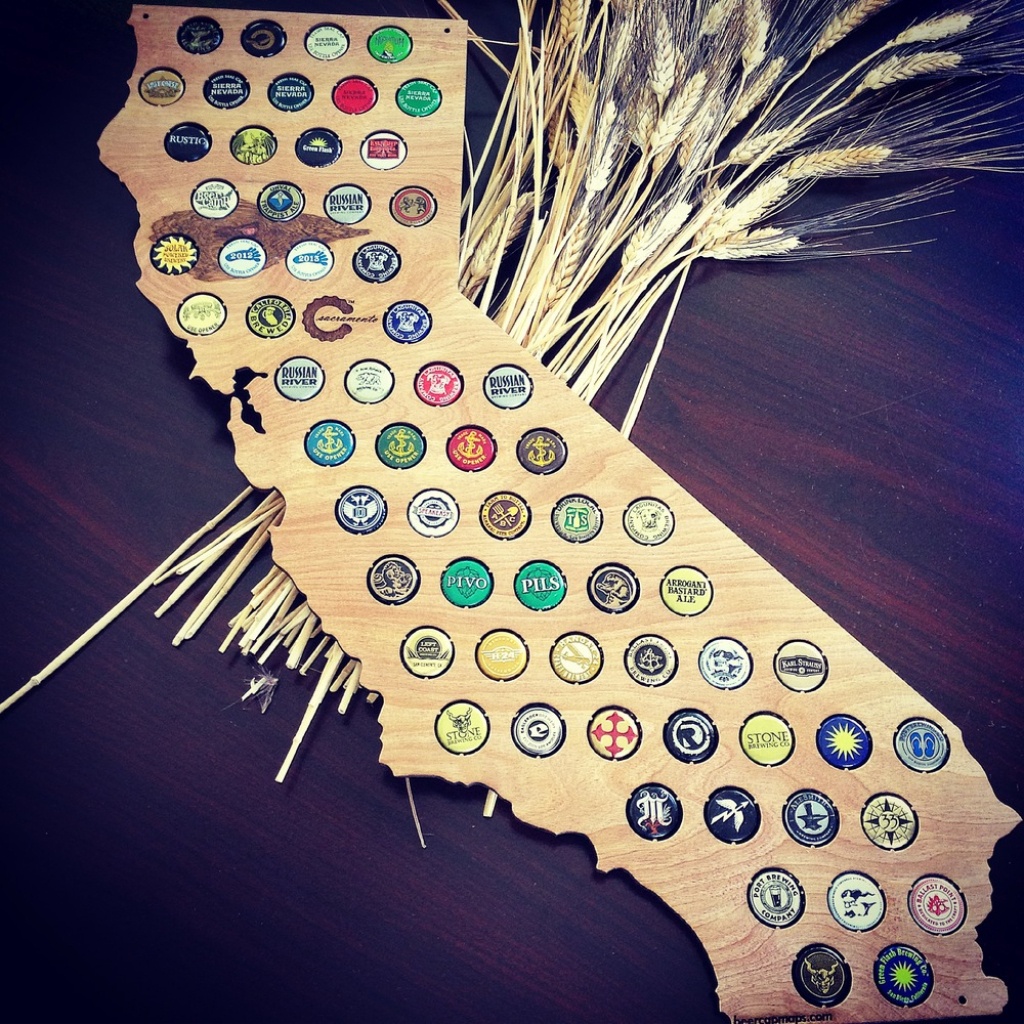 Finished California Beer Cap Map - Swiftmaps - California Beer Map