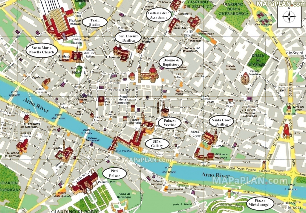 Florence Maps - Top Tourist Attractions - Free, Printable City - Printable Map Of Florence