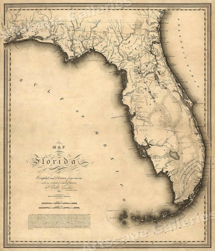 Florida 1823 Historic Decorative Wall Map - 16X20 | Ebay - Historic Florida Maps