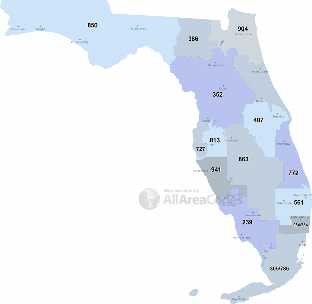 Florida Area Codes - Map, List, And Phone Lookup - Hutchinson Island Florida Map