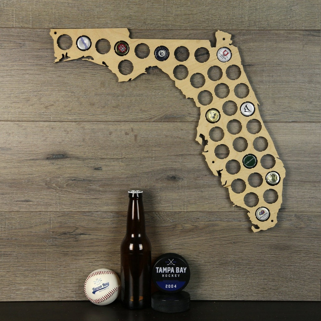 Florida Beer Cap Map Beer Cap Holder Beer Cap State Map Cap | Etsy - Florida Beer Cap Map