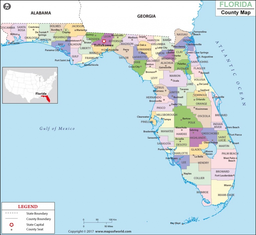 Florida County Map, Florida Counties, Counties In Florida - Map Of Florida Beach Towns