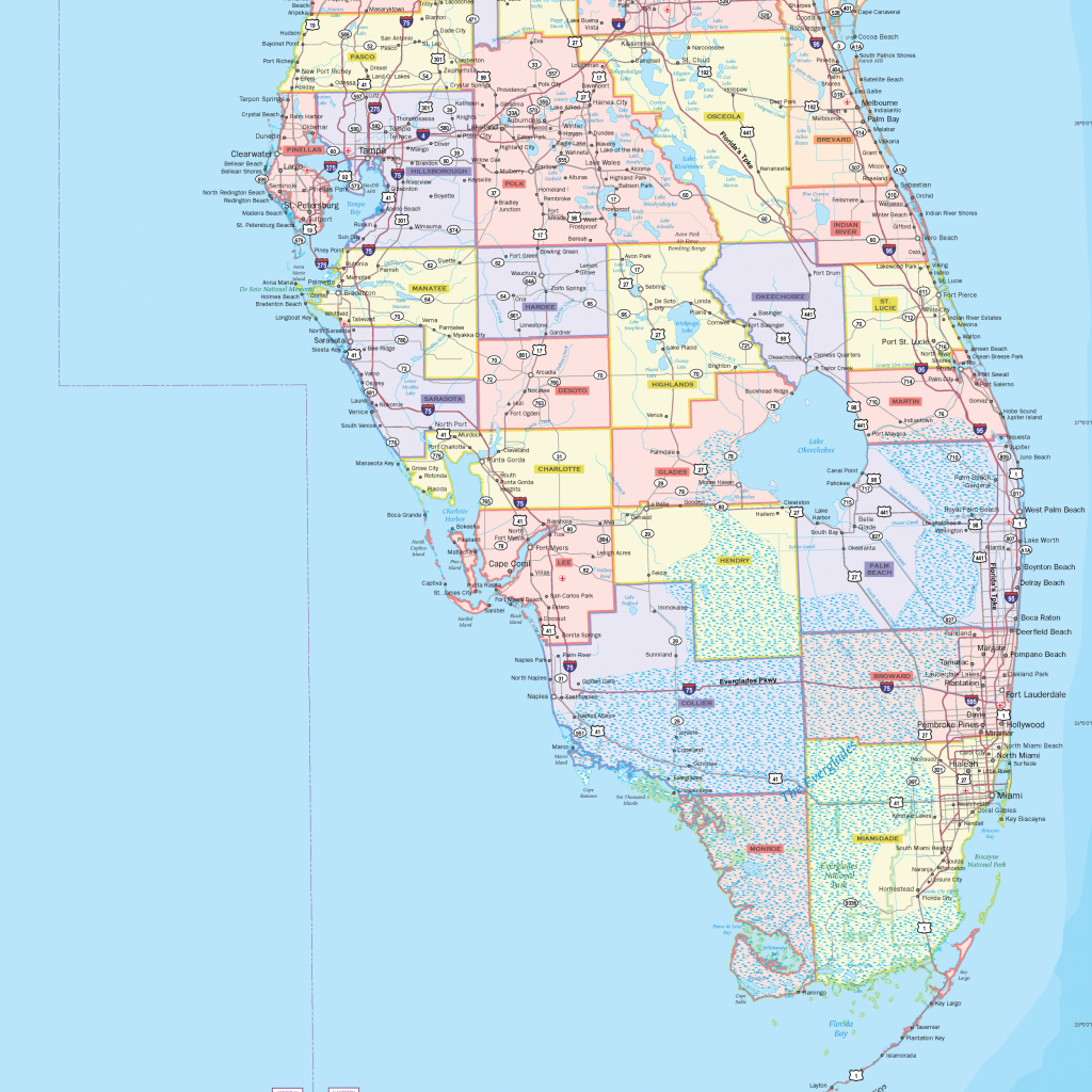 Florida County Wall Map - Maps - Laminated Florida Map