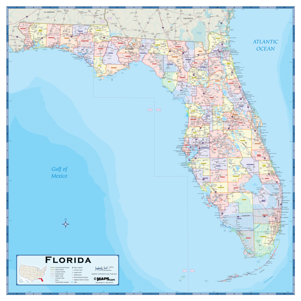 Florida County Wall Map Maps Laminated Florida Map 