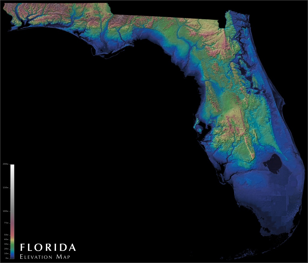 Florida Elevation Map : Florida - Florida Elevation Map By County