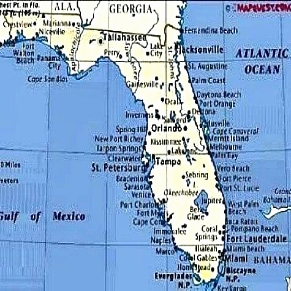 Atlantic Ocean Side Florida Beaches Map 