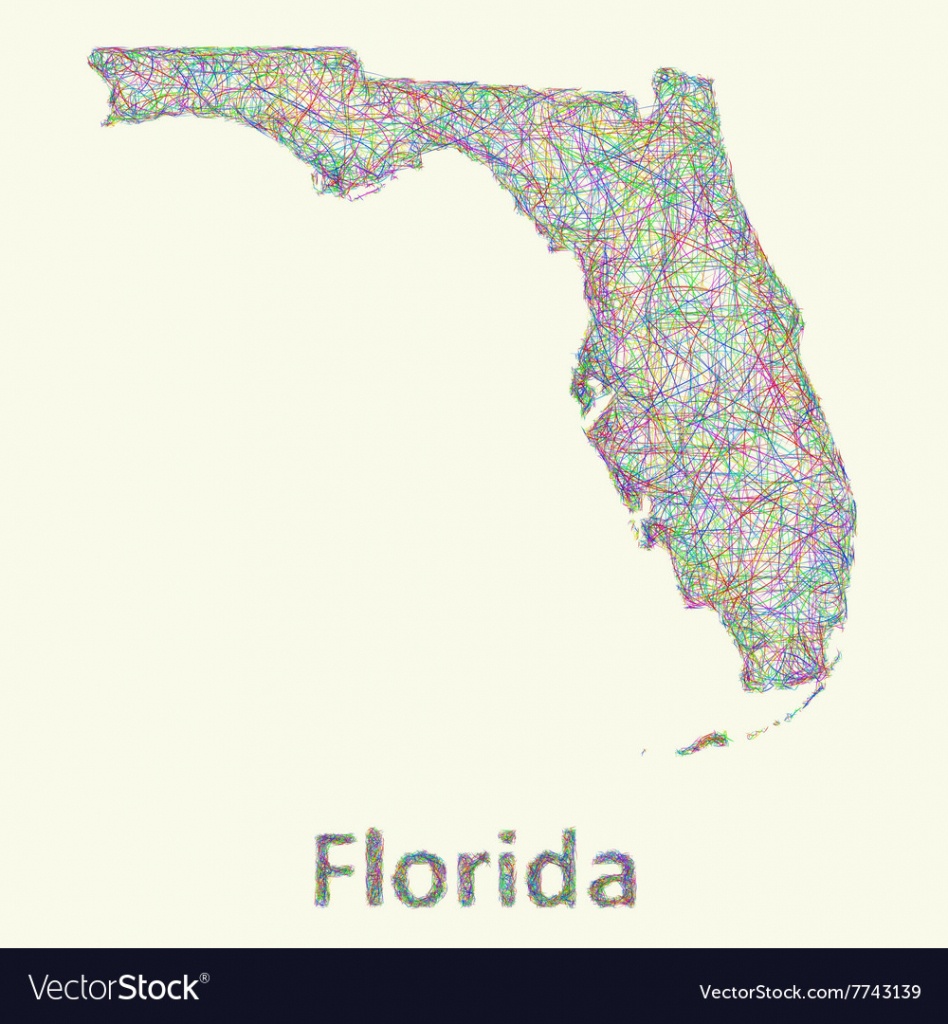 Florida Line Art Map Royalty Free Vector Image - Map Of Florida Art