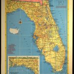 Florida Map Of Florida Wall Art Decor Vintage 1950S Original | Etsy   Map Of Florida Wall Art