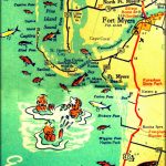 Florida Map Print 11X14 Retro Beach Photo Vintage Vacation Sanibel   Sanibel Beach Florida Map