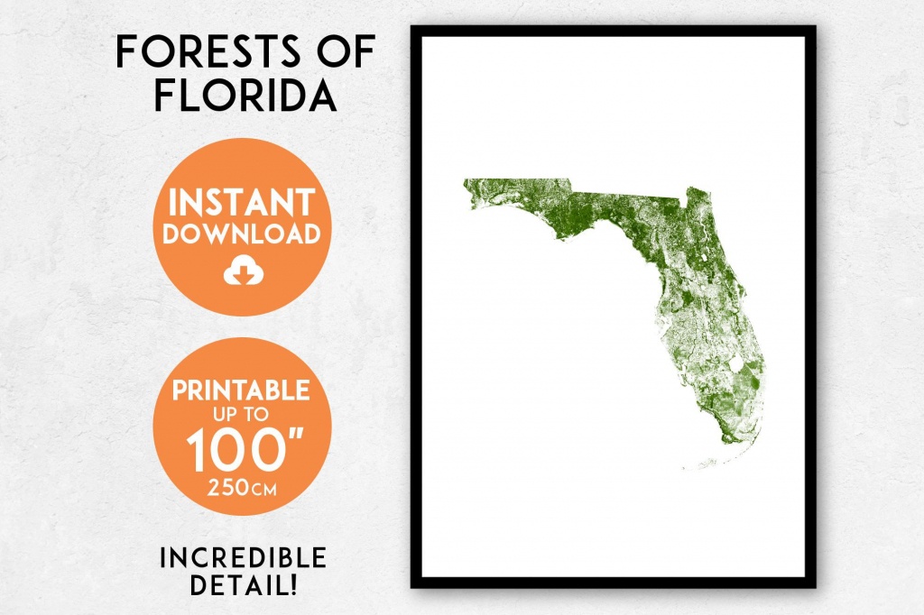 Florida Map Print Printable Florida Map Art Florida Print | Etsy - Florida Map Art
