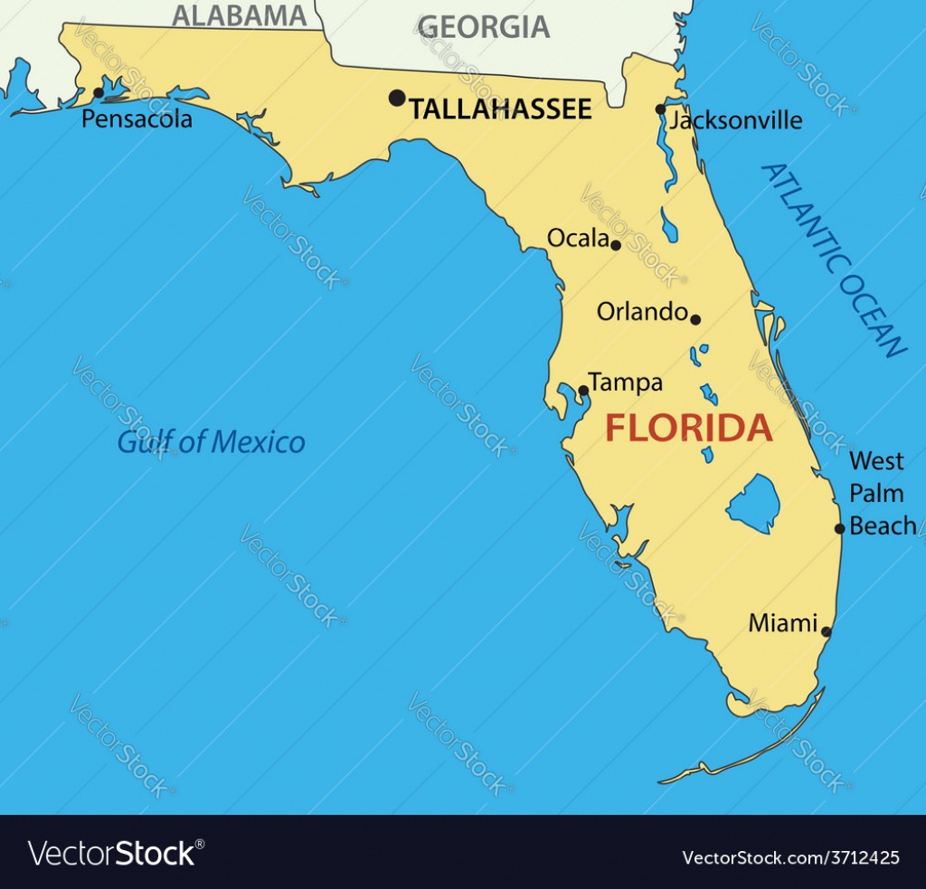 Florida - Map Royalty Free Vector Image - Vectorstock - Map Of Florida