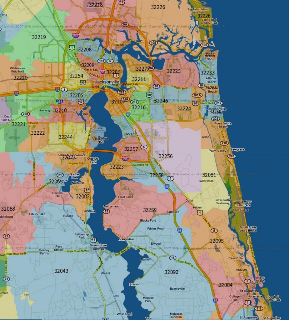 Florida Map With Zip Codes And Travel Information | Download Free - Florida Zip Code Map