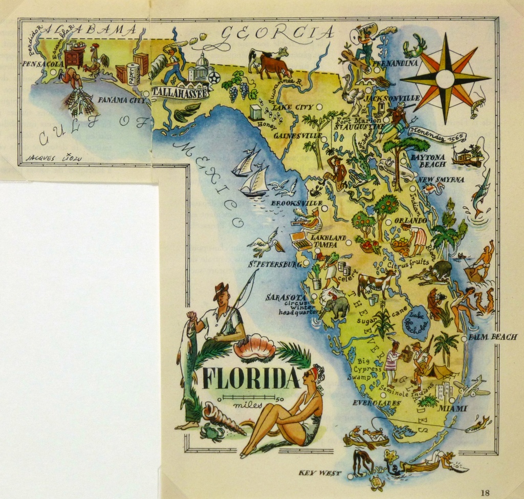 Florida Pictorial Map, 1946 - Antique Florida Map