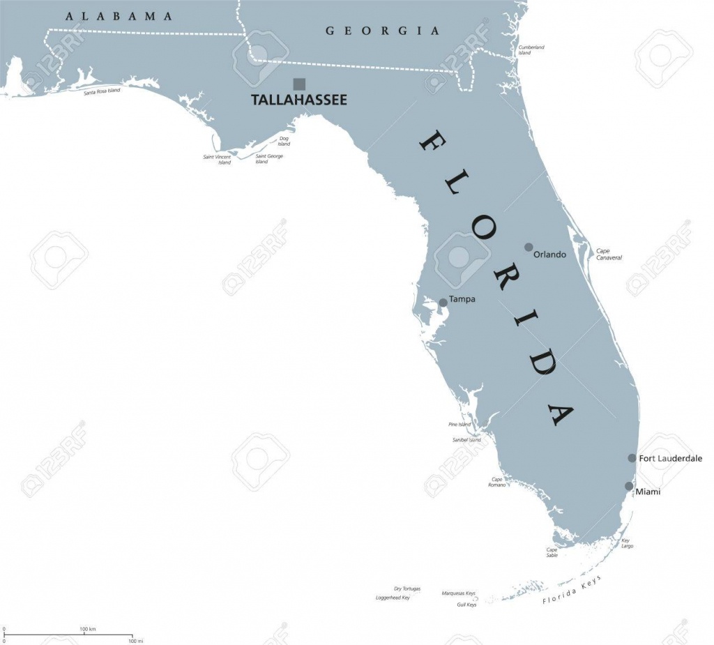 Florida Political Map With Capital Tallahassee. State In The - Tallahassee On The Map Of Florida