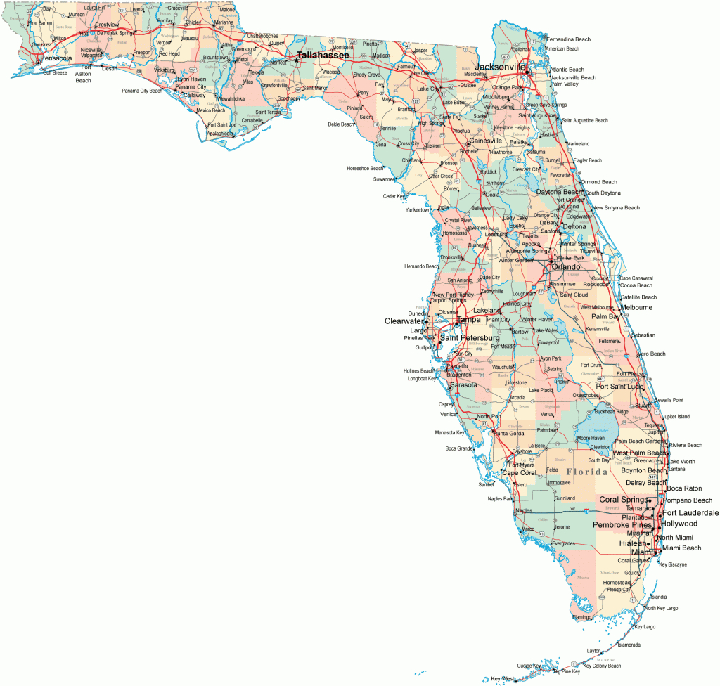 Florida Road Map - Fl Road Map - Florida Highway Map - Highway Map Of South Florida
