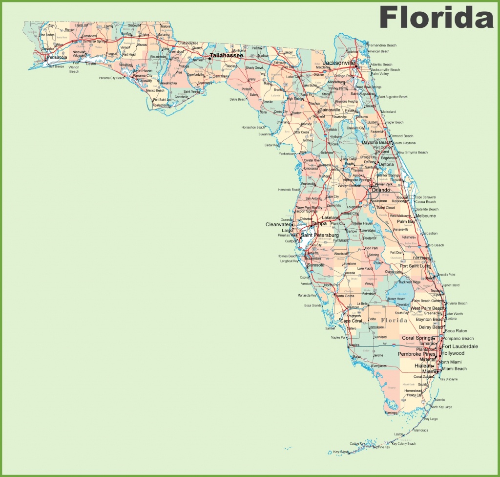 Florida Road Map With Cities And Towns - Map Of Florida Counties And Cities