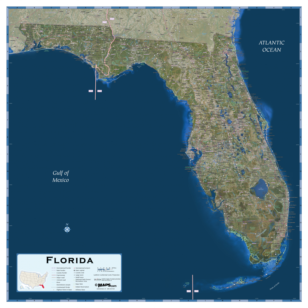 Florida Satellite Map - Maps - Florida Wall Maps For Sale