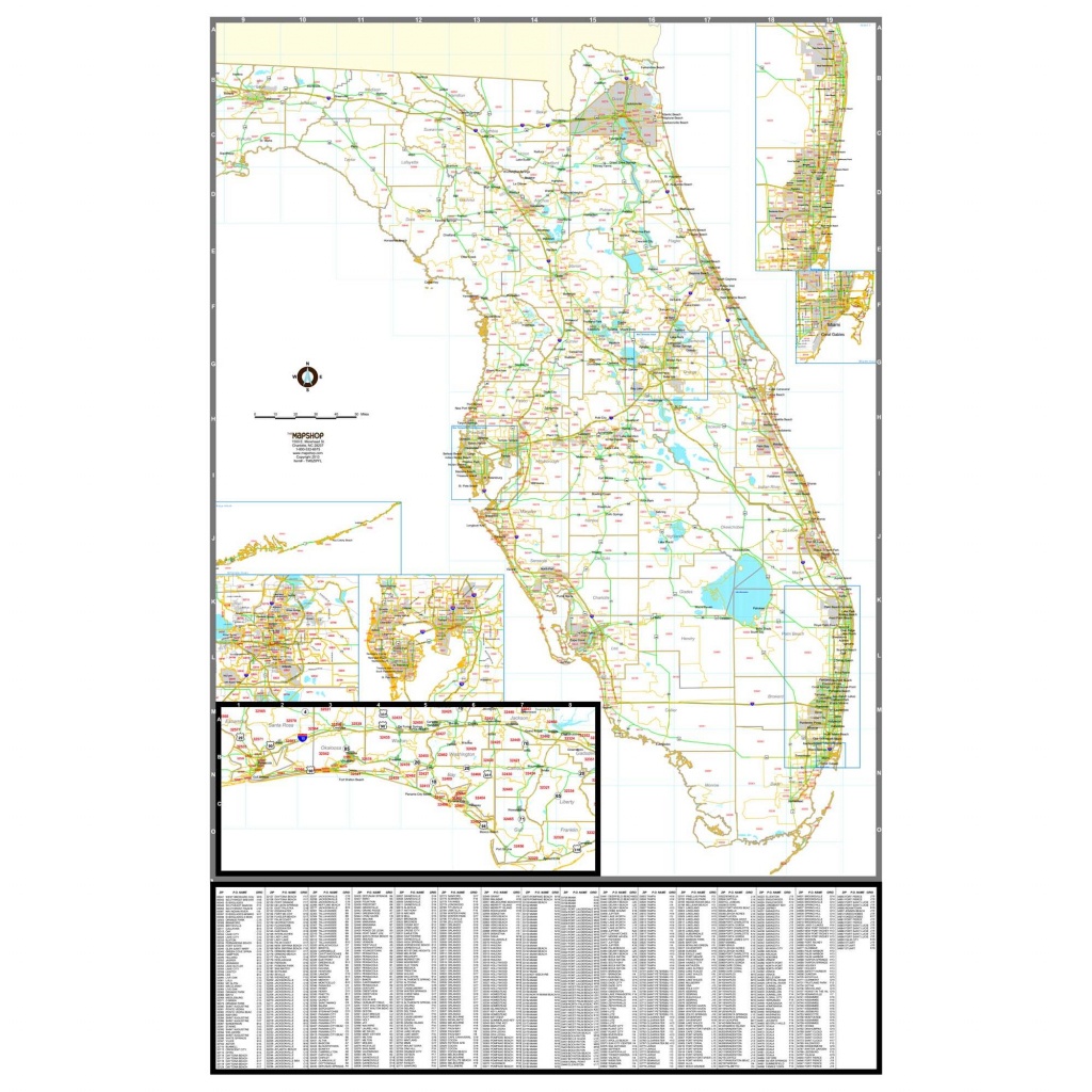 Florida Zip Code Wall Map - Florida Zip Code Map