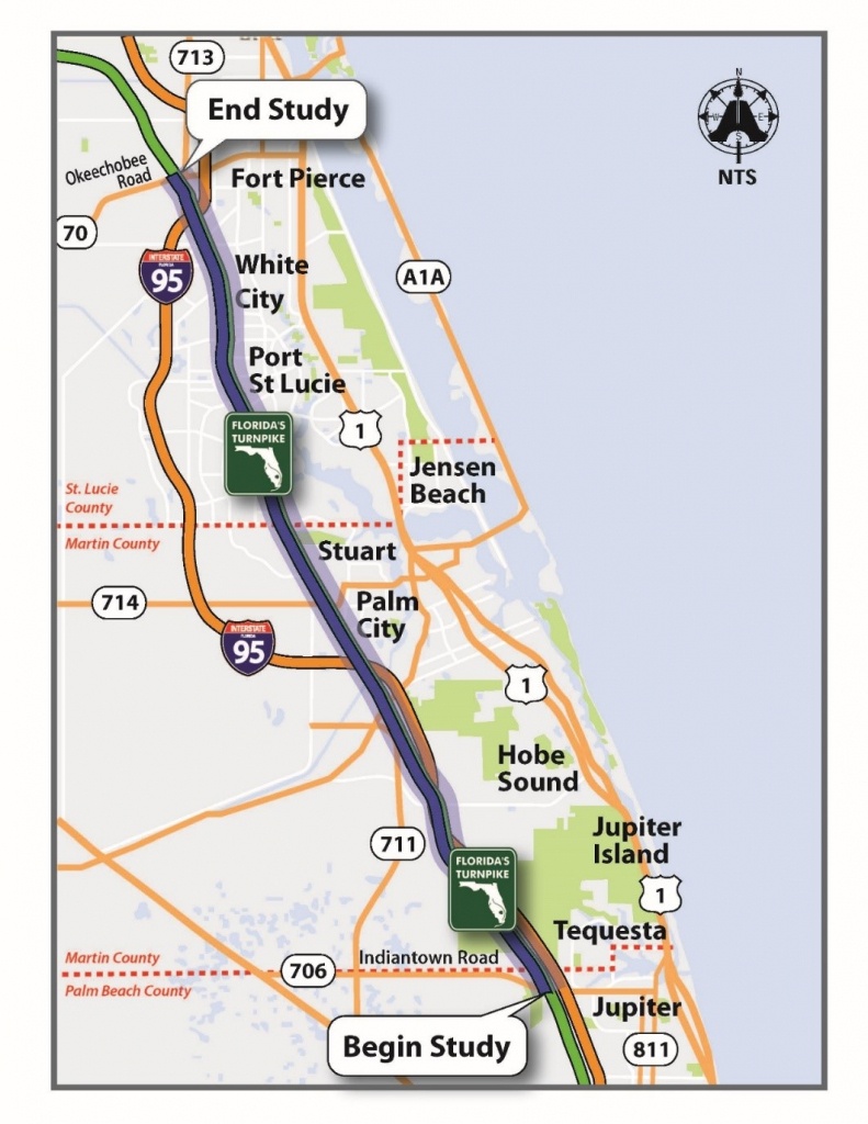 Floridas Turnpike The Less Stressway Florida Map With Port St Lucie 