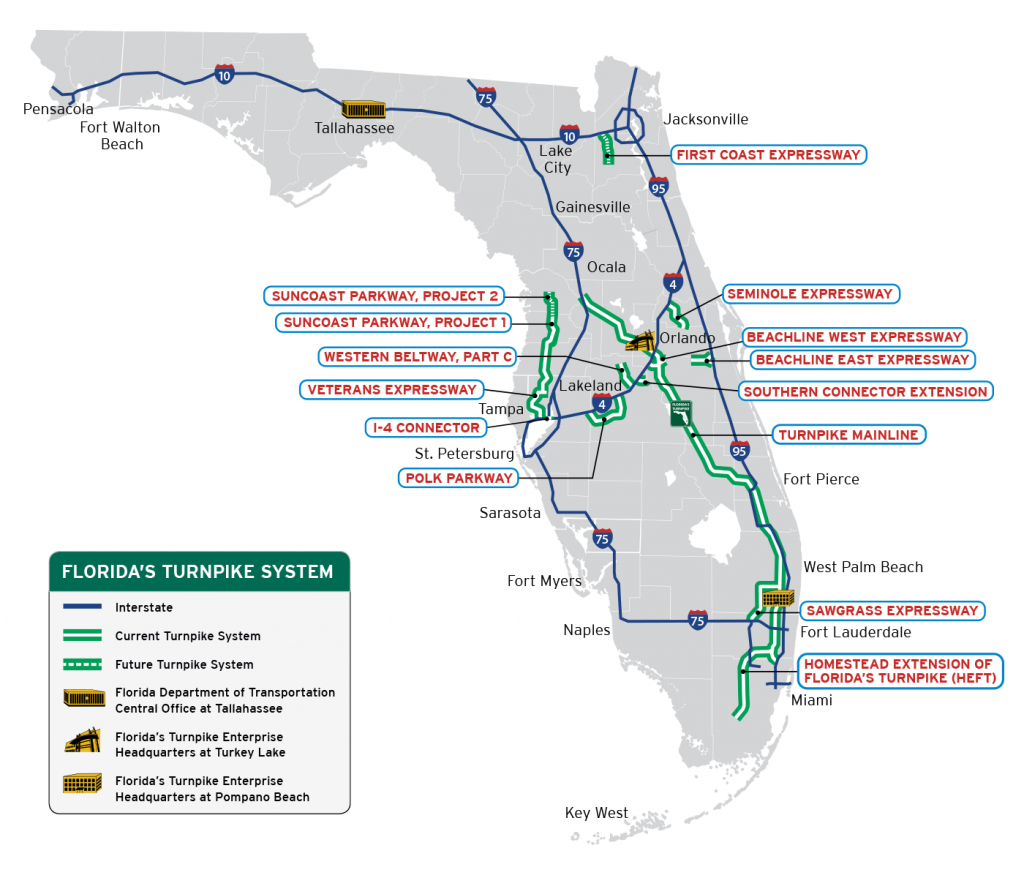 Florida&amp;#039;s Turnpike - The Less Stressway - Florida Orange Groves Map