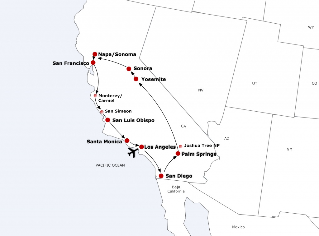 Fly Drive Tours - Best Western California Map