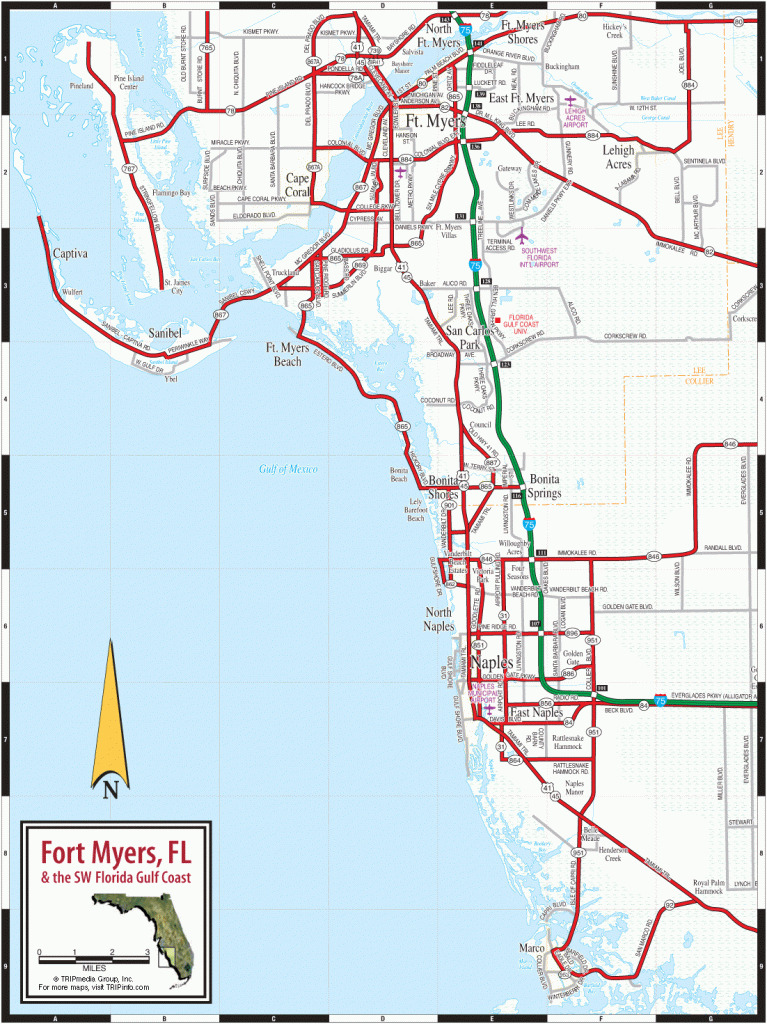 Fort Myers &amp;amp; Naples Fl Map - Printable Map Of Ft Myers Fl