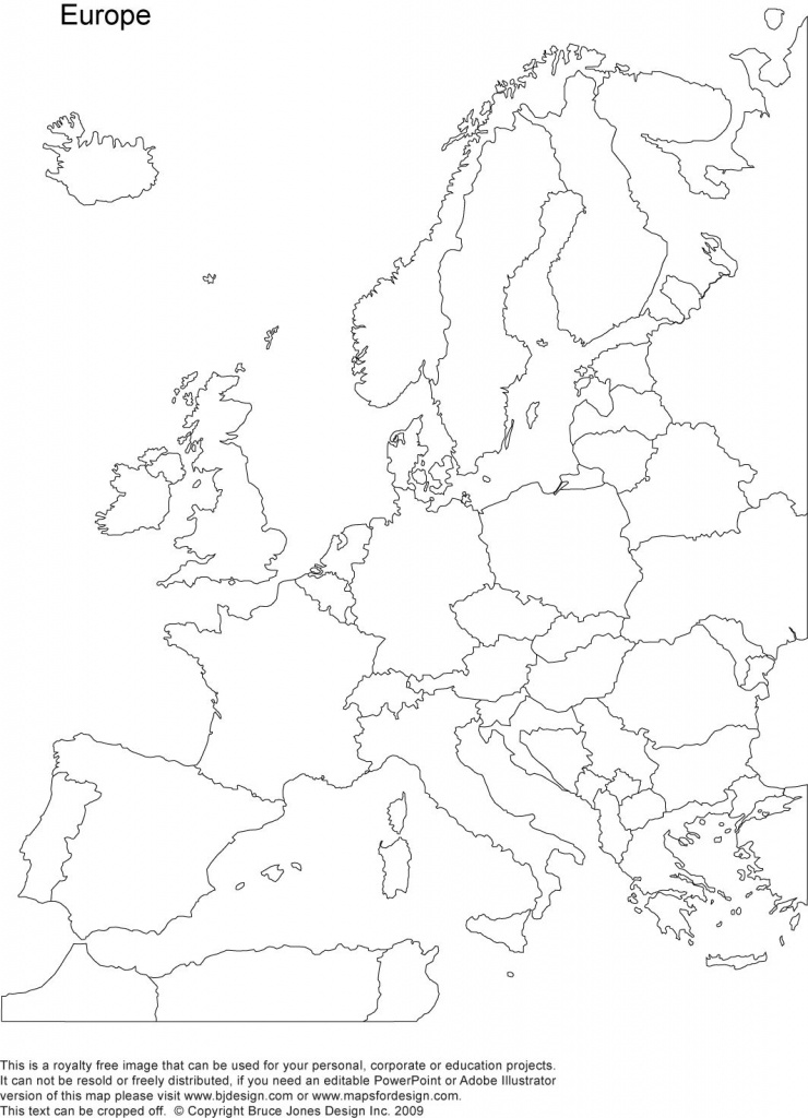 Free Blank Europe Map Printables | Outline Map With Country Borders - Free Printable Map Of Europe