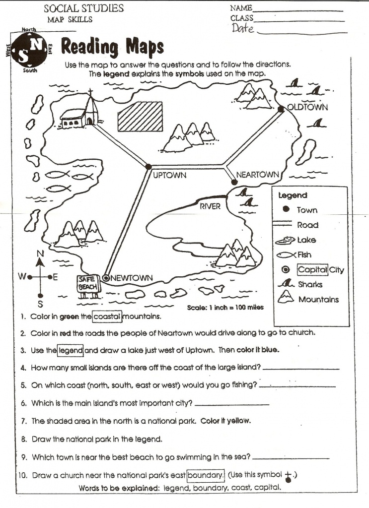 Map Worksheets For 2nd Grade   Free Elementary Worksheets On Reading Maps Printableshelter Kids Free Printable Map Worksheets 