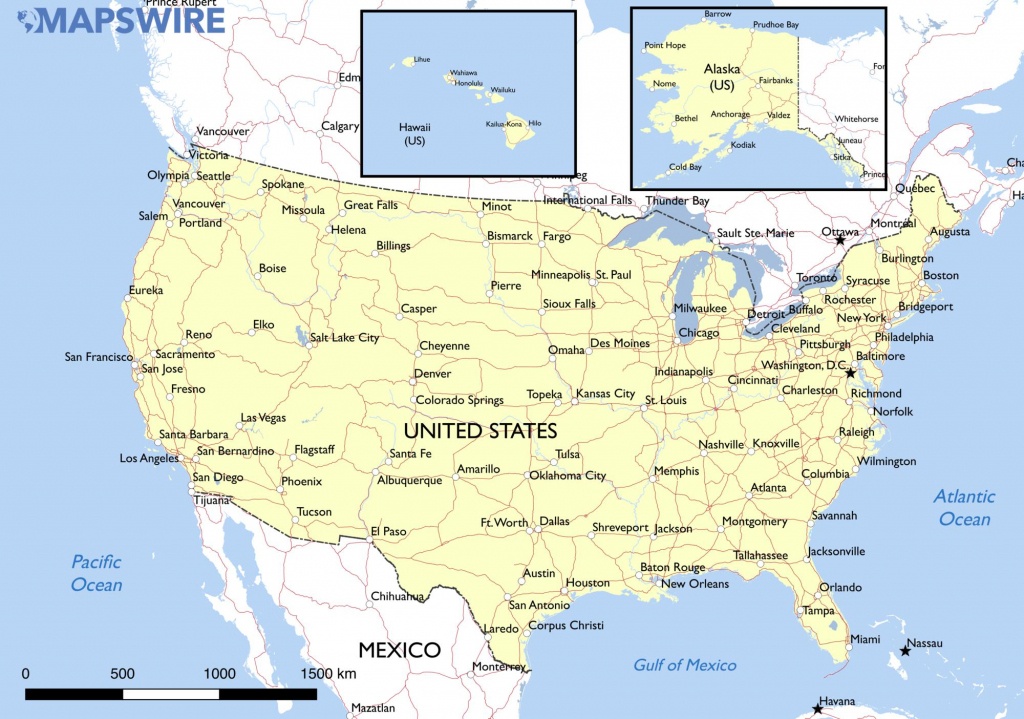 Free Maps Of The United States – Mapswire - Printable Map Of The Usa With States And Cities