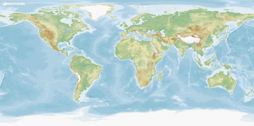 Free Physical Maps Of The World – Mapswire - World Physical Map Printable