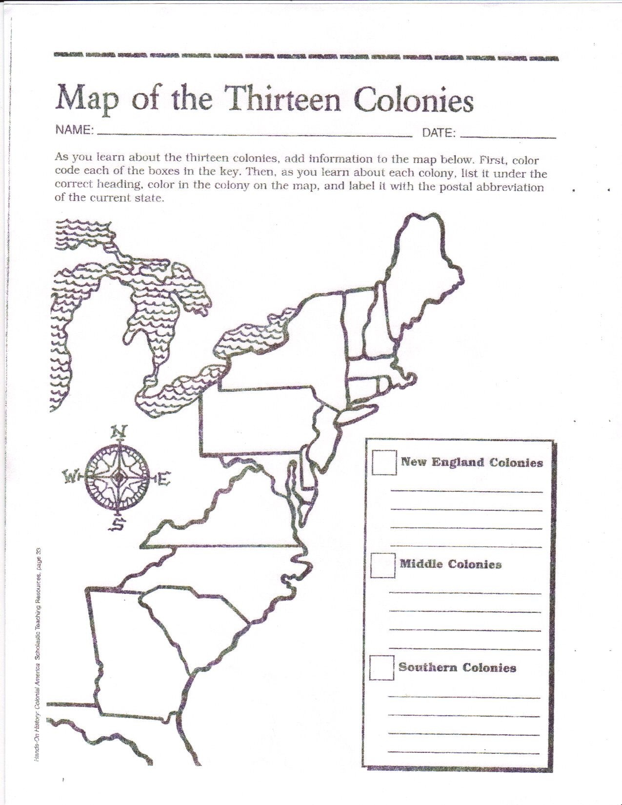 13 Colonies Blank Map Printable - Printable Maps