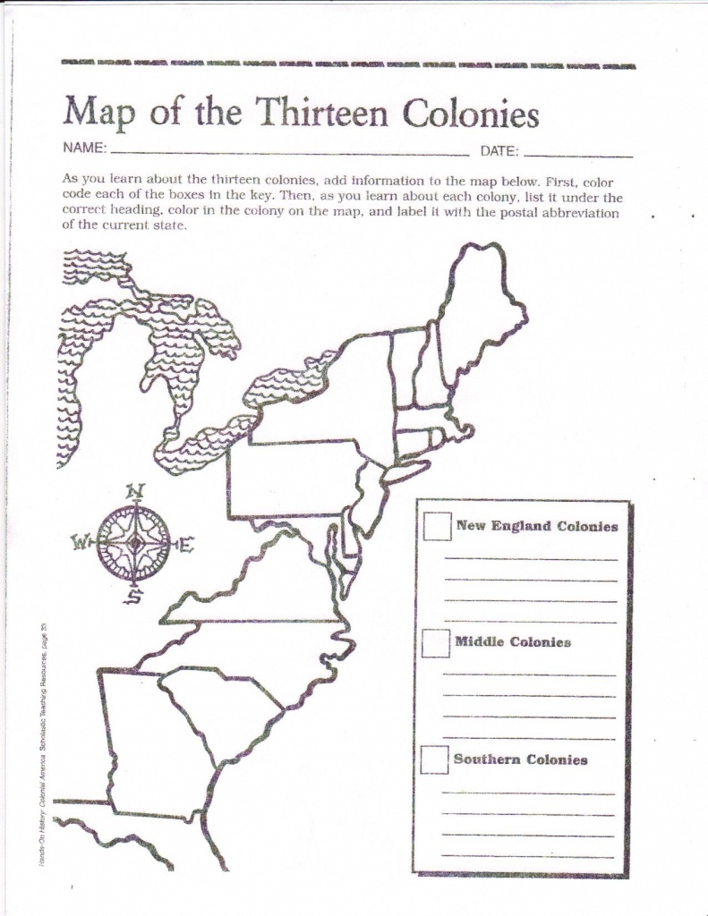 Free Printable 13 Colonies Map … | Activities | 7Th G… - Map Of The 13 Original Colonies Printable